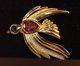 RARE Vintage Christian Dior Figural Gold Plated Bord Brooch! Large & FABULOUS