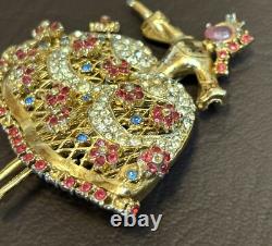 RARE Vintage Corocraft Ballerina Brooch Rhinestone Book Piece Maria Camargo READ