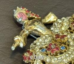 RARE Vintage Corocraft Ballerina Brooch Rhinestone Book Piece Maria Camargo READ