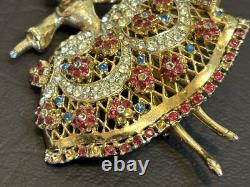 RARE Vintage Corocraft Ballerina Brooch Rhinestone Book Piece Maria Camargo READ