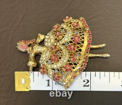 RARE Vintage Corocraft Ballerina Brooch Rhinestone Book Piece Maria Camargo READ