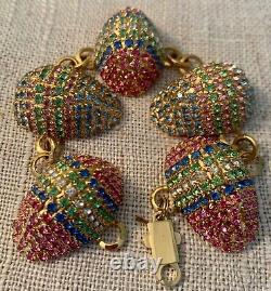 RARE Vintage DOROTHY BAUER Easter Egg Crystal Rhinestone Sweater Brooch Pin