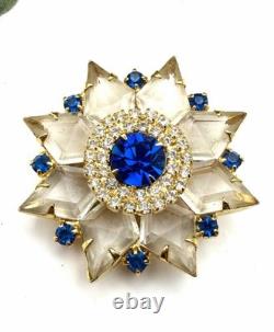 RARE Vintage DeLizza & Elster Juliana Topaz Brooch D&E DIAMOND Rhinestones