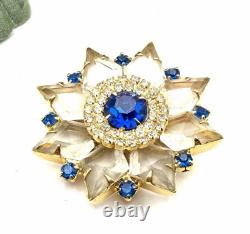 RARE Vintage DeLizza & Elster Juliana Topaz Brooch D&E DIAMOND Rhinestones
