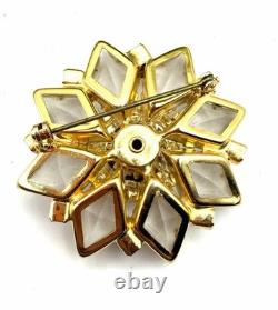 RARE Vintage DeLizza & Elster Juliana Topaz Brooch D&E DIAMOND Rhinestones