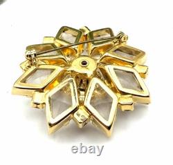 RARE Vintage DeLizza & Elster Juliana Topaz Brooch D&E DIAMOND Rhinestones