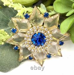RARE Vintage DeLizza & Elster Juliana Topaz Brooch D&E DIAMOND Rhinestones
