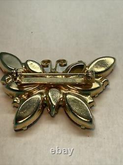 RARE Vintage Juliana Prong Set Multi-Colored Rhinestones Butterfly Brooch Pin