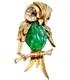 RARE Vintage Marcel Boucher 7897P Owl Brooch Figural Green Belly Rhinestone HTF