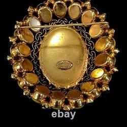 RARE Vintage Signed SCHREINER NEW YORK Millefiori Venetian Glass Dome Brooch Pin