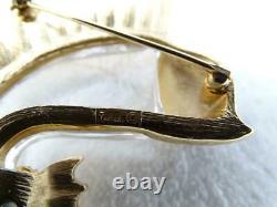 RARE Vtg Crown Trifari Jelly Belly Pave Rhinestone Fish Brooch Mint