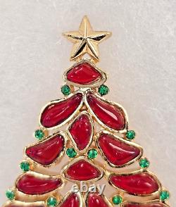 RED Vintage TRIFARI Poured GlassChristmas Tree Pin/Brooch-RARE-MODERN MOSAICS