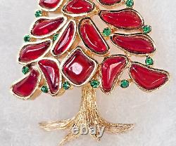 RED Vintage TRIFARI Poured GlassChristmas Tree Pin/Brooch-RARE-MODERN MOSAICS