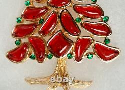 RED Vintage TRIFARI Poured GlassChristmas Tree Pin/Brooch-RARE-MODERN MOSAICS