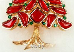 RED Vintage TRIFARI Poured GlassChristmas Tree Pin/Brooch-RARE-MODERN MOSAICS