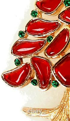 RED Vintage TRIFARI Poured GlassChristmas Tree Pin/Brooch-RARE-MODERN MOSAICS