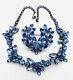 REGENCY Electric Blue Rhinestone Necklace & Brooch Demi Signed Vintage Jewelry