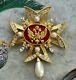 RESERVED! Regal Crest Heraldic red enamel Maltese cross pave vintage BROOCH PIN