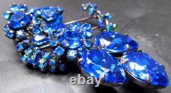 ROGER JEAN PIERRE Depose Electric Blue Glass Rhinestone Crystal Vintage Fur Clip