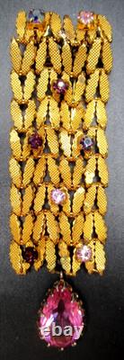 ROGER JEAN PIERRE Depose Pink & Purple Rhinestone Vintage Fur Clip