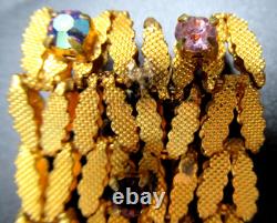 ROGER JEAN PIERRE Depose Pink & Purple Rhinestone Vintage Fur Clip