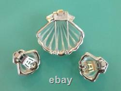 Rare 1949 Trifari A. Philippe Moonshell Jelly Belly Clip/brooch & Earring Set