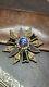 Rare Florenza Dragon's Breath Lavender Glass Rhinestone Gold Plated Brooch