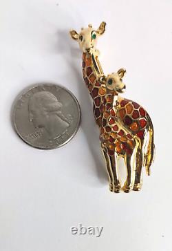 Rare! GIOVANNI Vintage BRAND NEW Momma Giraffe & Babies BROOCH SET Rhinestones