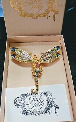 Rare Gorgeous Vintage Kirks Folly Luna Moth Fairy Gold Tone Brooch Pin