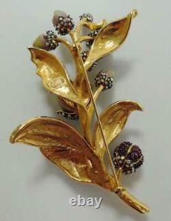 Rare Large Vtg Signed Joan Rivers Rhinestone Blossoming Enamel Flower Pin Brooch
