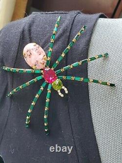 Rare Oversized Christmas Spider Brooch Pin Signed Germany STUNNING Vintage Piece