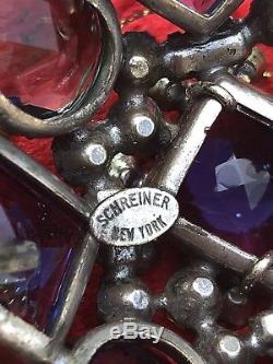 Rare Schreiner- NEW YORK (marked)Vintage double tiered Rhinestone Brooch/pendant