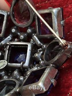 Rare Schreiner- NEW YORK (marked)Vintage double tiered Rhinestone Brooch/pendant