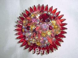Rare Stunning Vintage Verified Juliana D&e Rhinestone 3 Flower Brooch Pin#1755