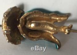 Rare VTG KENNETH J LANE KJL jellyfish COUTURE BROOCH PIN enameled Rhinestone