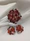 Rare Vintage 1950s Eisenberg Brooch And Clip Earring Set Red Stones, Ornate