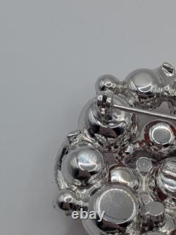 Rare Vintage 1950s Eisenberg Brooch And Clip Earring Set Red Stones, Ornate