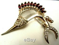 Rare Vintage 2-1/2 Signed Coro Goldtone Jelly Belly Swordfish Brooch Pin A15