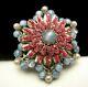 Rare Vintage 2 Signed Miriam Haskell Blue Pink Glass Rhinestone Brooch Pin A23