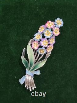 Rare Vintage 40s CORO Flower Enamel Large Brooch