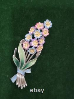 Rare Vintage 40s CORO Flower Enamel Large Brooch