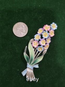Rare Vintage 40s CORO Flower Enamel Large Brooch