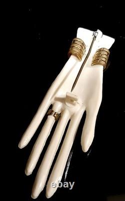 Rare Vintage Art Deco Celluloid Ring & Bracelet Hand BroochPinGlam Fabulous