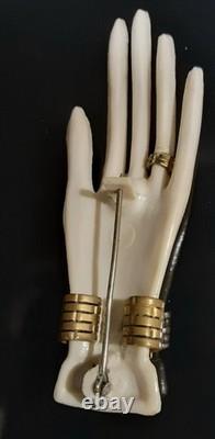 Rare Vintage Art Deco Celluloid Ring & Bracelet Hand BroochPinGlam Fabulous
