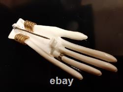 Rare Vintage Art Deco Celluloid Ring & Bracelet Hand BroochPinGlam Fabulous
