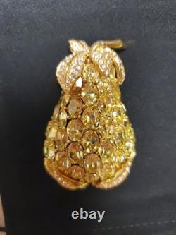 Rare Vintage CINER Fruit PINEAPPLE RHINESTONE CRYSTAL BROOCH LARGE PIN