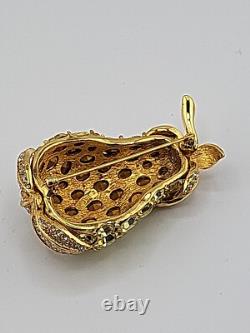 Rare Vintage CINER Fruit PINEAPPLE RHINESTONE CRYSTAL BROOCH LARGE PIN