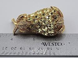 Rare Vintage CINER Fruit PINEAPPLE RHINESTONE CRYSTAL BROOCH LARGE PIN