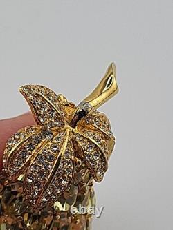 Rare Vintage CINER Fruit PINEAPPLE RHINESTONE CRYSTAL BROOCH LARGE PIN