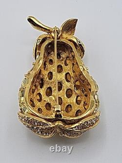 Rare Vintage CINER Fruit PINEAPPLE RHINESTONE CRYSTAL BROOCH LARGE PIN